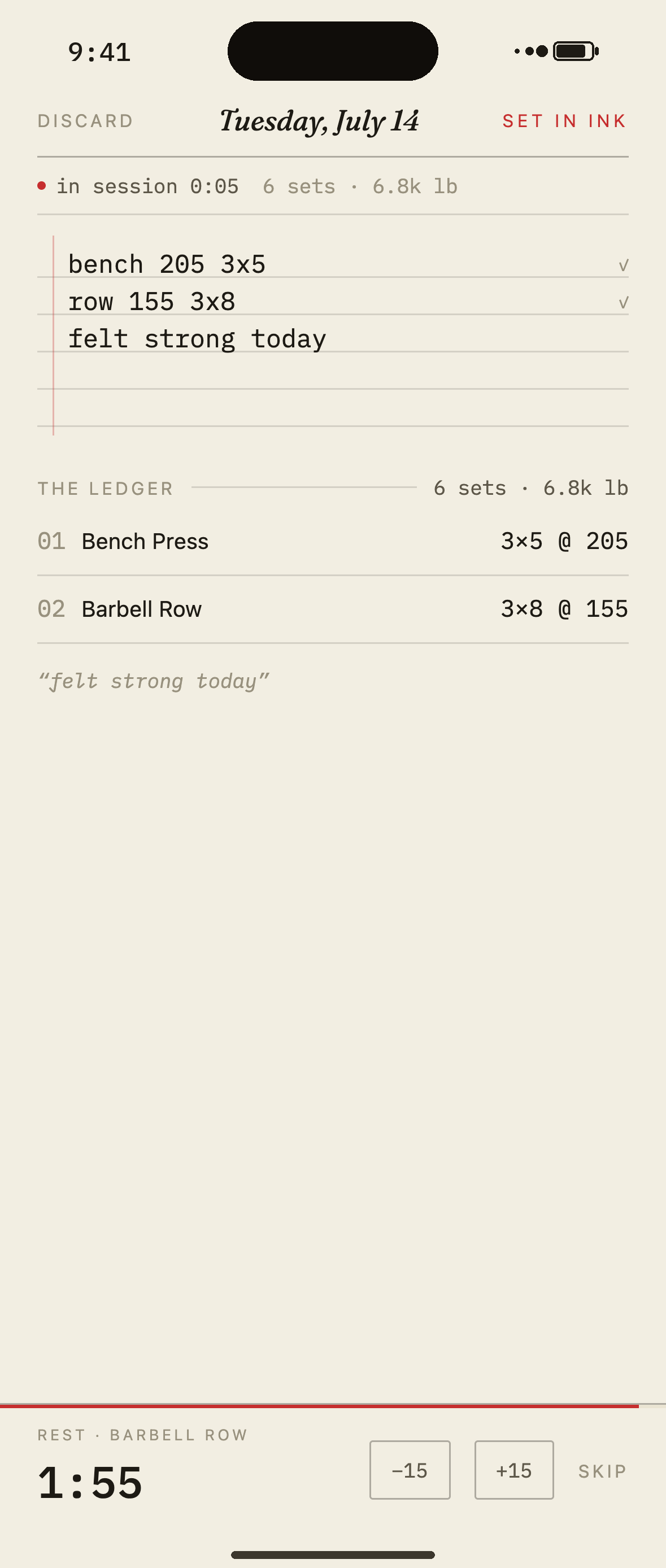 Liftype log: plain words becoming a typeset ledger